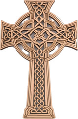 Celtic Cross Ornament: A detailed, wooden Celtic cross, showcasing intricate knotwork and a touch of the Celtic heritage, symbolizing spirituality and faith.