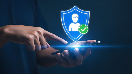 Digital security and protection concept with shield icon