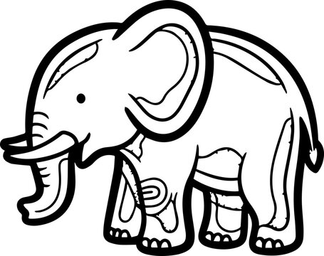 Stylized African Elephant Illustration with Intricate Dotted and Line Art Patterns in a Modern Tribal Style
