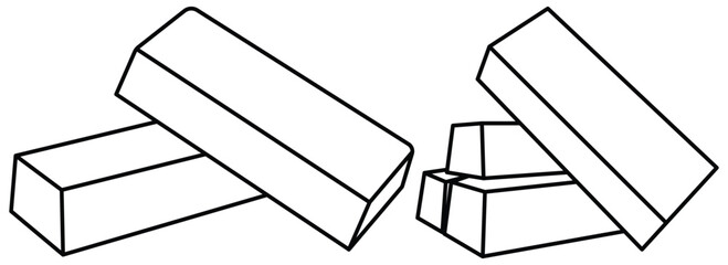 Gold Bar Line Icon Set &ndash; Bullion and Ingot Vector Symbols for Business, Savings, Wealth, Finance, Banking, and Investment