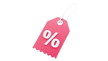 Pink Price Tag with Percentage Symbol