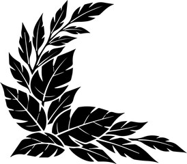 Fototapeta premium Elegant Black Silhouette of Tropical Leaf Corner Border for Stationery Design