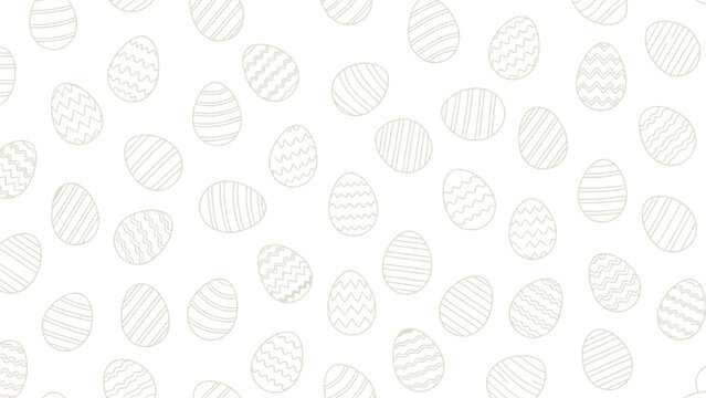 Patterned Easter eggs with striped and zigzag designs in light gray on a white background, creating a minimalistic and festive mood.