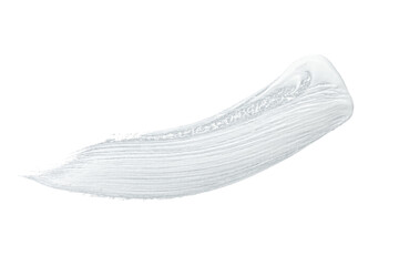 Fototapeta premium Smooth Curved White Paint Brush Stroke Overlay – Glossy Acrylic Swipe Texture for Cosmetic Mockups, Modern Branding, Banners, Product Ads and Social Media Graphics