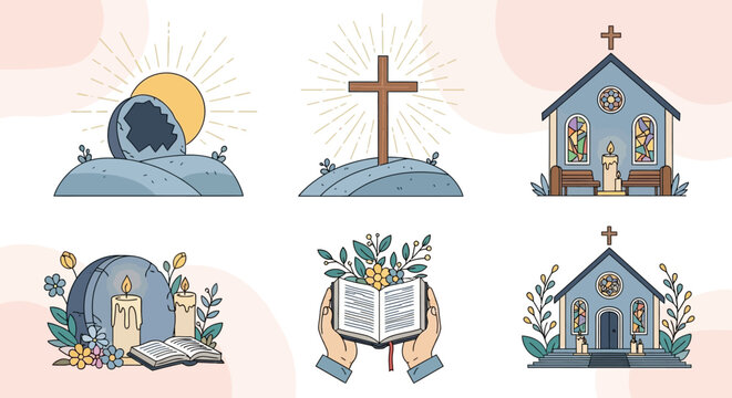 Christian Symbols Church Cross Bible Resurrection.