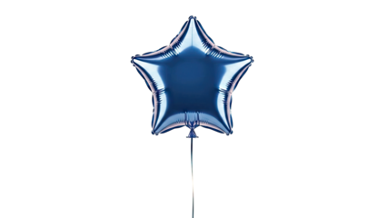 Blue Star-Shaped Foil Balloon on White Background