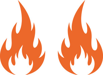 Fototapeta premium Orange fire flame vector icons with smooth burning shapes, simple heat symbols, and clean minimalist flat design style