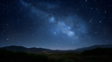Milky Way galaxy over serene mountain landscape at night