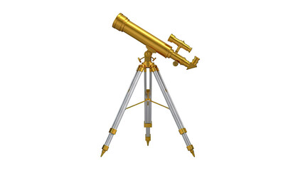 Golden Telescope on a Tripod Stand
