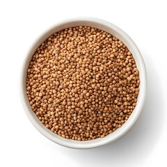 Natural Buckwheat Seeds on White Solid Background, Close-Up of Organic Whole Grain Seeds with Textured Surface, Botanical Detail Highlighting Superfood Nutrition, Health Benefits, and Wellness