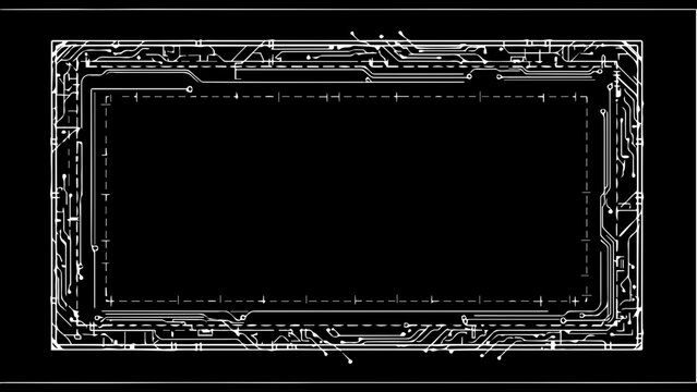 Futuristic Blue Digital Circuit Board Frame Template for Technology and Cyber Security Presentation Background