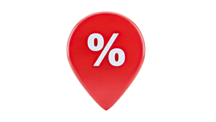 Red Location Pin with Percentage Symbol