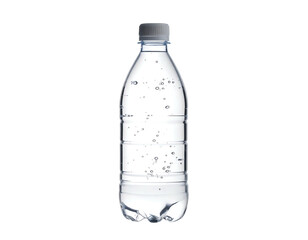 Fototapeta premium Clear plastic bottle filled with sparkling water and many small bubbles
