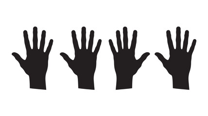 Obraz premium Silhouette of Hands in Various Gestures in Black on White Background for Icon or Symbol