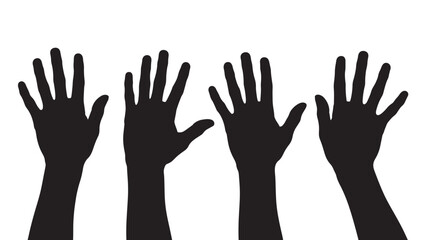 Obraz premium Raised Hands Silhouette in Dramatic Gesture with High Contrast Lighting on White Background for Social Media