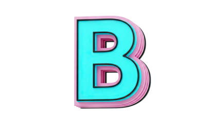 Layered 3D Letter B with Cyan and Pink Tones