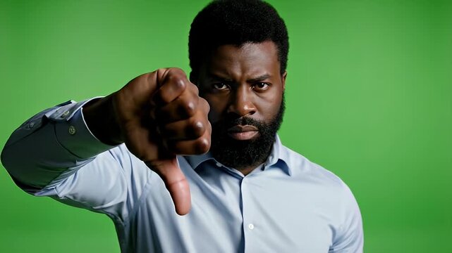Disapproving Gesture of a Man on Greens Screen Background in a Studio Setting