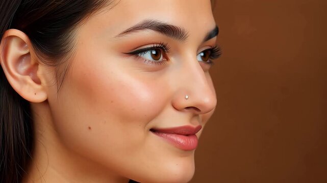 Closeup of woman with nose piercing