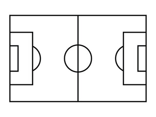 Overhead view of soccer field layout in black and white line art vector iIllustration © Abu sayam CF 1805249