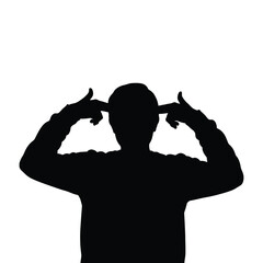 Silhouette of a person making a gesture with their hands