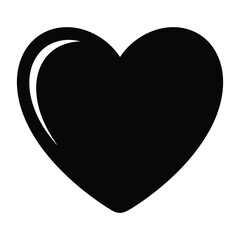 Black heart silhouette on a white background