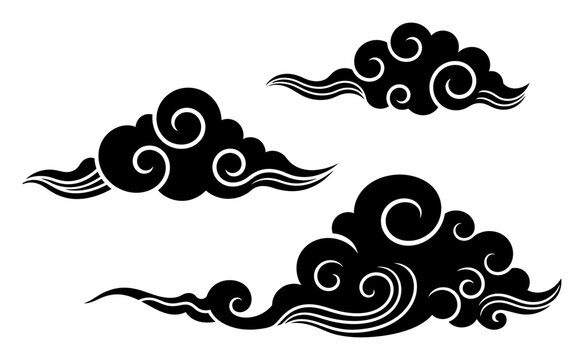 Japanese Cloud Motifs - Minimalist Vector Illustration