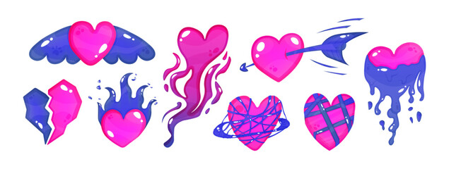 Valentine's Day Game Icon Set. A collection of Valentine's Day game icons in a cartoon style. Perfect for seasonal interface updates for mobile games, casual games, and RPGs
