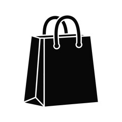 Silhouette of a black shopping bag with white outline