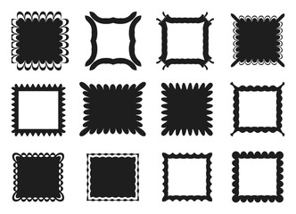 Obraz premium Retro Wavy Frames - Scallop Borders, Groovy 70s Style Vector