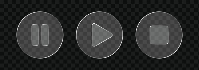 Play button glass icon vector. glass video buttons transparent background symbol. vector illustration © top3