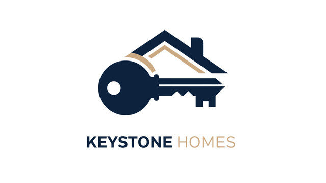 Keystone Homes logo with key and house symbolizing real estate and home ownership.