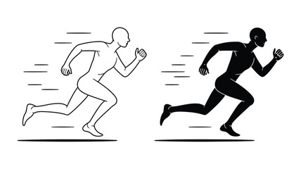 Running silhouettes with motion lines representing speed, competition and athletic performance
