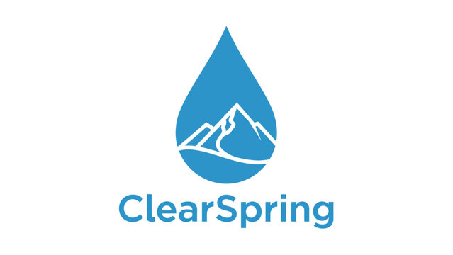 ClearSpring logo featuring a blue water droplet with mountain landscape.
