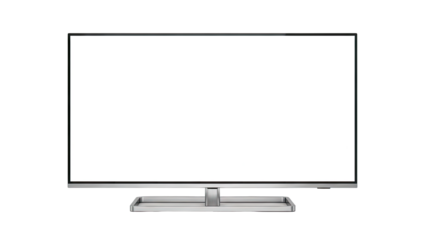Modern Flat Screen TV with Blank White Screen and Silver Stand