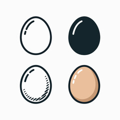 Egg Icon Variations &ndash; Outline, Solid, Hatched & Colored Vector Set