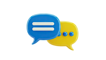 Two 3D Chat Bubbles with Icons