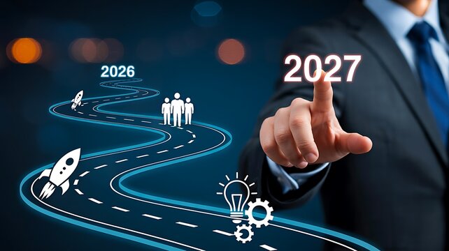 Future planning and business strategy concept with timeline and innovation icons
- Powered by Adobe