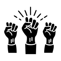 Obraz premium hands raised in victory icon silhouette illustration for celebration and success design
