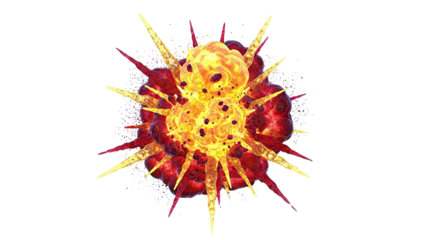 Fiery explosion with red and yellow elements