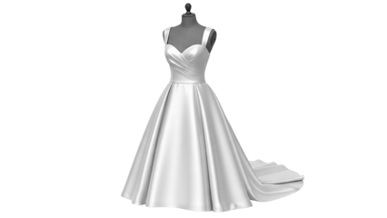 Elegant White Wedding Dress on Mannequin