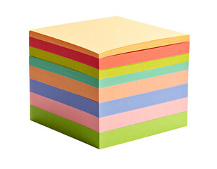 Stacked cubes of colorful, rectangular paper squares