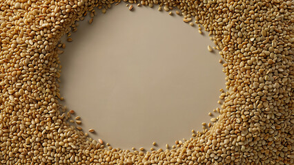 High Angle View of Raw Soybeans Arranged in a Circular Pattern with Copy Space on Dark Background Healthy Organic Legumes Plant Based Protein Source Vegan Food Macro Texture Still Life