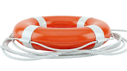 Orange Lifebuoy with White Rope
