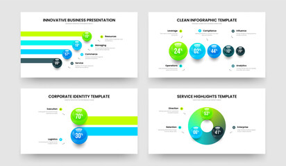 Professional Innovation Four Five Two Three Option Diagram Slide Layout Vector Illustration Bundle. Business Profile 4 5 2 3 Element Chart Slideshow Design Collection.