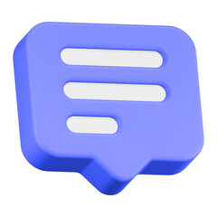 text chat icon 3d render blue bubble