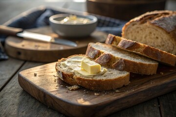 A slice of bread with butter on top of it