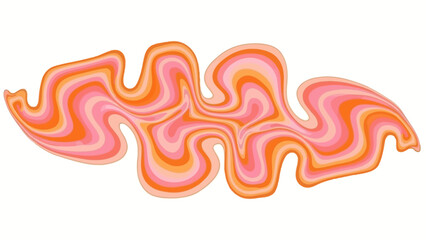 Retro Swirl Abstract Background with Pink and Orange Flowing Waves on White