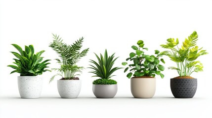 Fototapeta premium 7.Set of Home Plants in Pots on a White Background