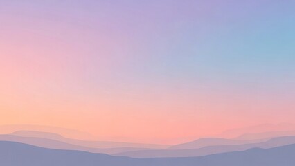 Fototapeta premium Serene landscape with layers of mountains blending into a soft pastel sky