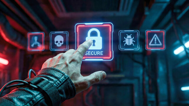 Ai cybersecurity automation concept no code secure digital lock - Powered by Adobe